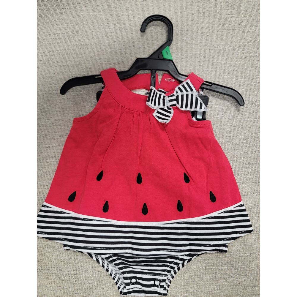 FIRST IMPRESSIONS Girls One Piece Romper Watermelon Themed Sz 0-3 mo  0253